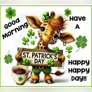 St. Patrick's Day Giraffe Graphic Tee - Green Shamrock Design